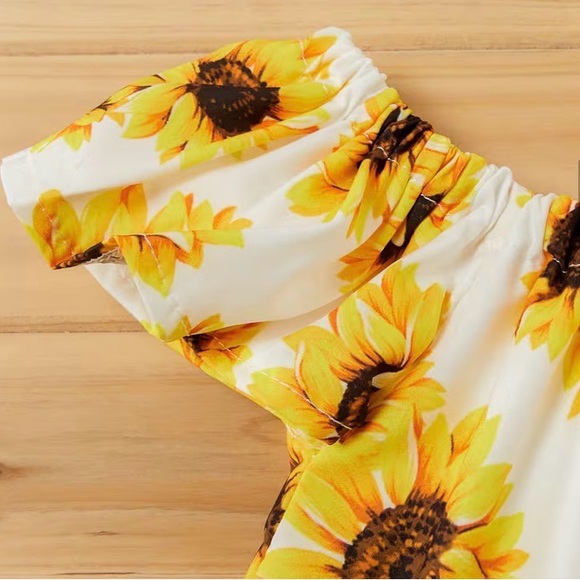 PatPat 3pcs Sunflower Print Short-sleeve Baby Set, Perfect for Outdoor - Picture 4 of 11